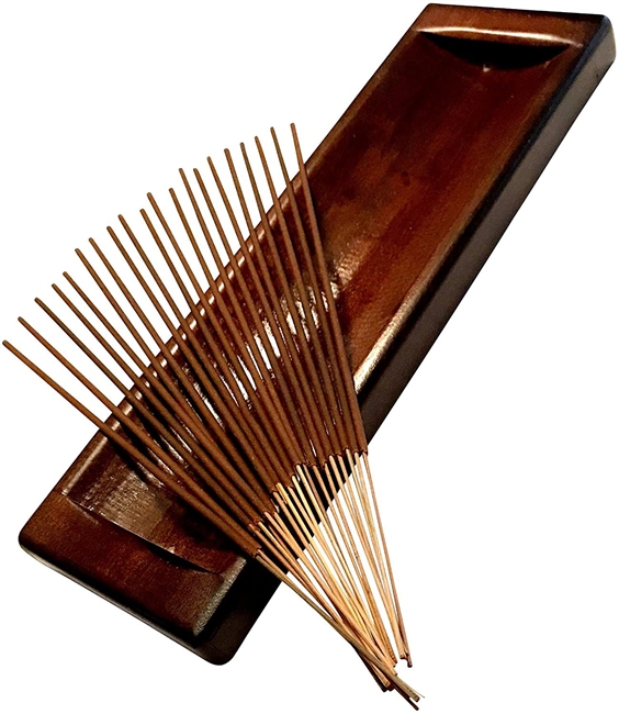 Large Incense Burner & Incense Sticks Gift Set Hand Made, Solid Wood